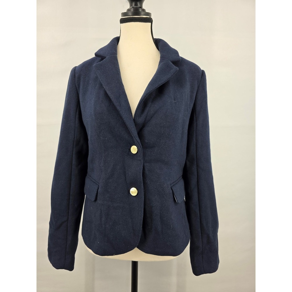 Abercrombie & Fitch Navy Blue Wool Blend Crest Button Blazer Jacket Small NEW